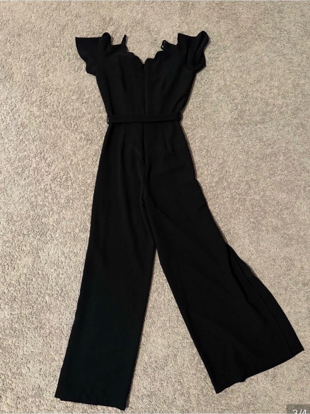 Monteau Black Off-Shoulder Wide Leg Jumpsuit with Tie Waist